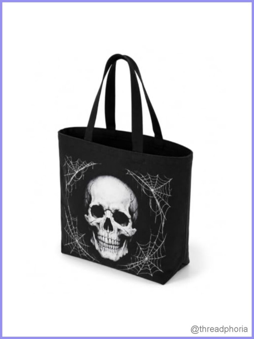 Halloween Skull Canvas Tote Bag Trick or Treat Reusable 14 Inch Bag